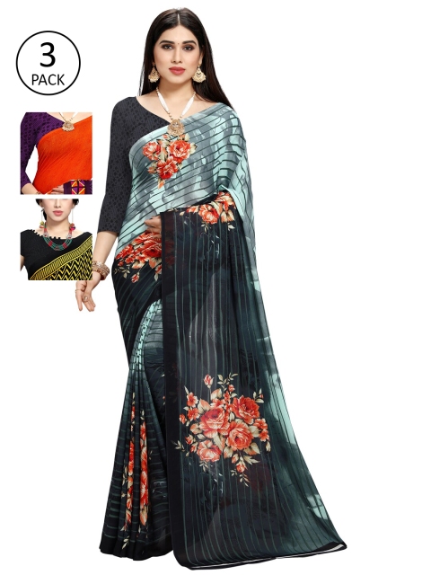 

KALINI Pack Of 3 Printed Saree, Orange
