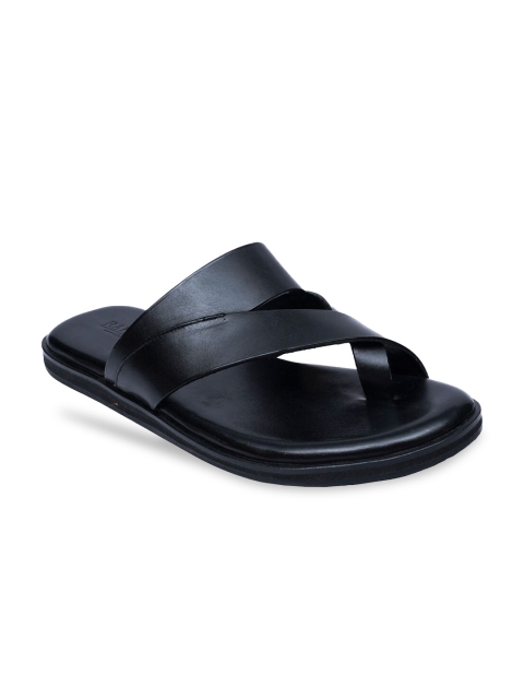 

RAPAWALK Men Black Leather Comfort Sandals