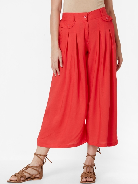 

ZOLA Women Coral Pleated Culottes Trousers