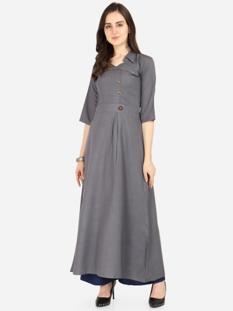 

SAADHVI Women Grey Solid Anarkali Kurta