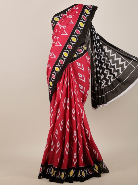 

Pothys Pink & Black Printed Saree