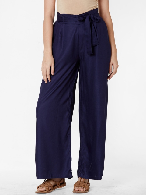 

ZOLA Women Navy Blue Flared Culottes Trousers