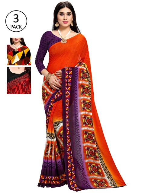 

KALINI Pack Of 3 Multicoloured Printed Sarees, Multi