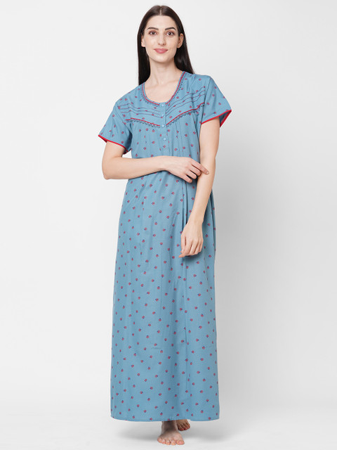

Sweet Dreams Blue Printed Maxi Nightdress