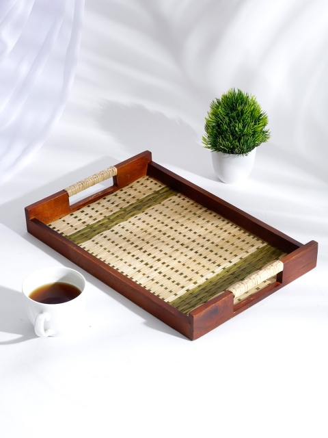 

Fabindia Beige & Brown Textured Wood Cane Aadit Woven Rectangle Tray