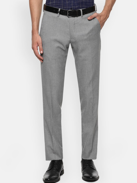 

Van Heusen Men Grey Textured Slim Fit Formal Trousers
