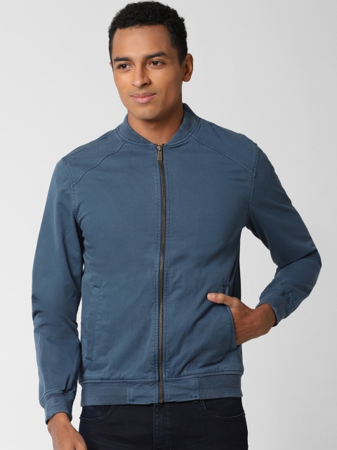 

Peter England Casuals Men Teal Blue Solid Bomber Jacket