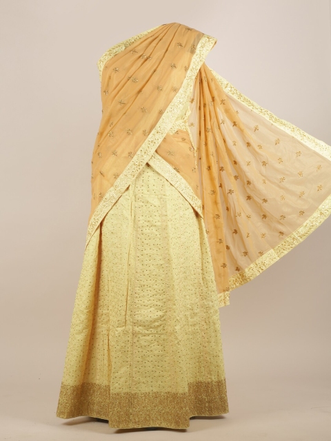 

Pothys Cream-Coloured Embellished Heavy Work Half Saree