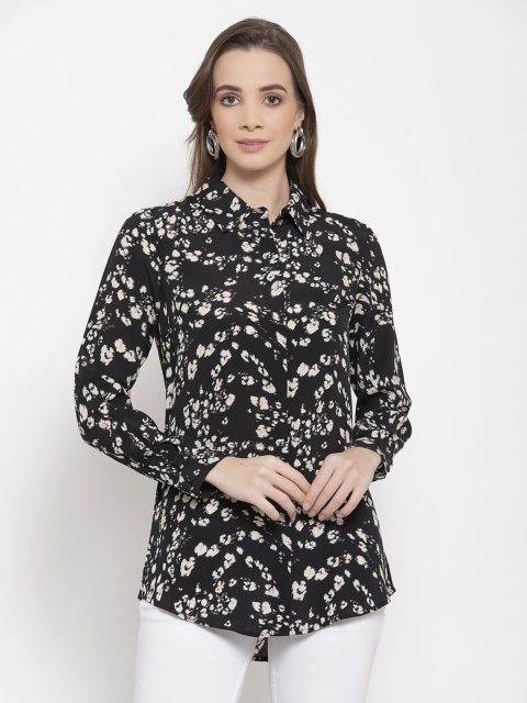 

Jade Garden Black & White Abstract Printed Shirt Style Sustainable Top