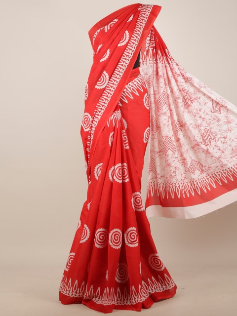 

Pothys Women Red & White Cotton Blend Saree