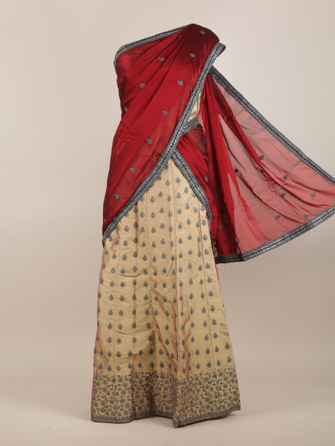 

Pothys Magenta & Beige Ethnic Motifs Half Saree