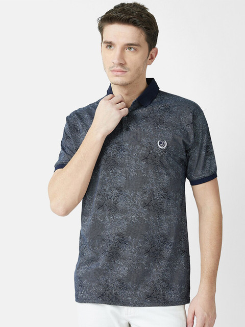 

V2 Value & Variety Men Navy Blue Printed Polo T-shirt