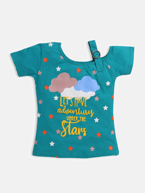 

Nottie Planet Girls Green Printed T-shirt