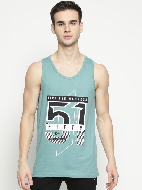 

V2 Value & Variety Men's Sea Green Printed Cotton Basic Innerwear Vests 1114056073034