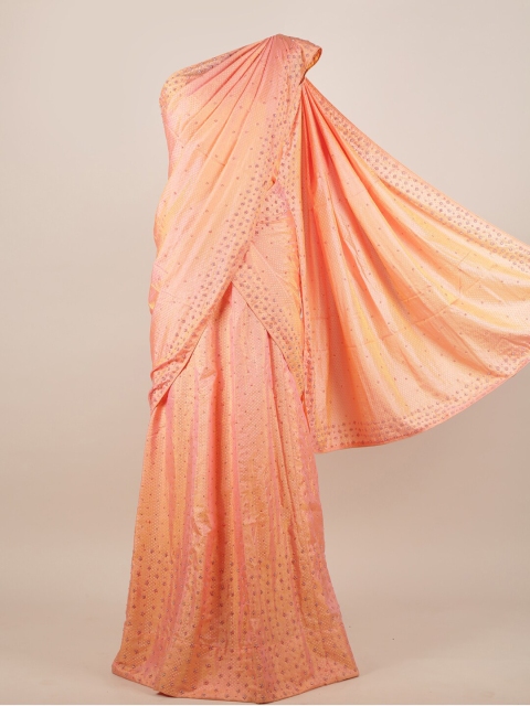 

Pothys Peach-Coloured Embellished Jute Silk Heavy Work Half Saree