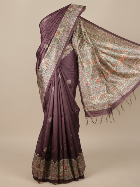 

Pothys Purple & Grey Woven Design Jute Silk Saree