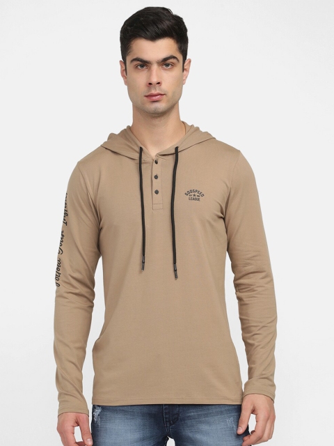 

V2 Value & Variety Men Beige Hooded T-shirt