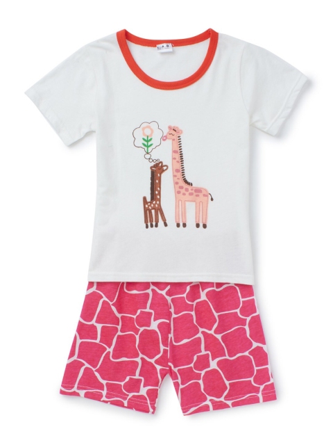 

Like A Boss Kids Pink & White Printed T-shirt with Shorts