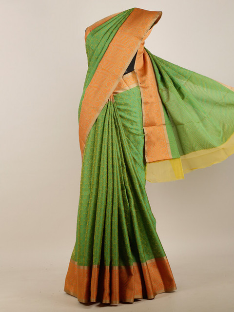 

Pothys Green & Peach-Coloured Woven Design Saree