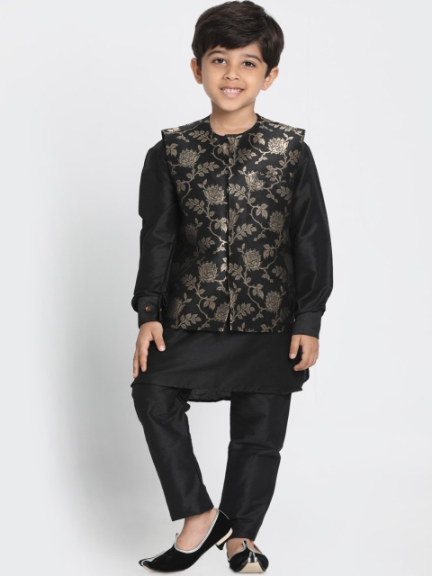 

JBN Creation Boys Black Floral Layered Kurti with Dhoti Pants