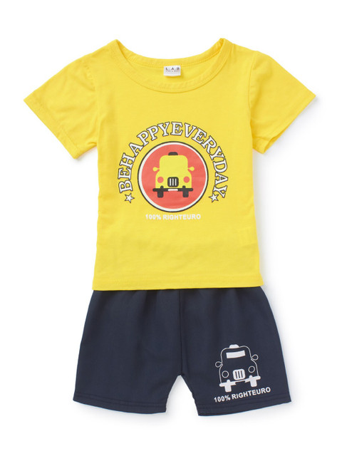 

Like A Boss Boys Yellow & Blue Printed T-shirt with Shorts