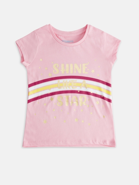 

Pantaloons Junior Girls Pink Typography Printed T-shirt