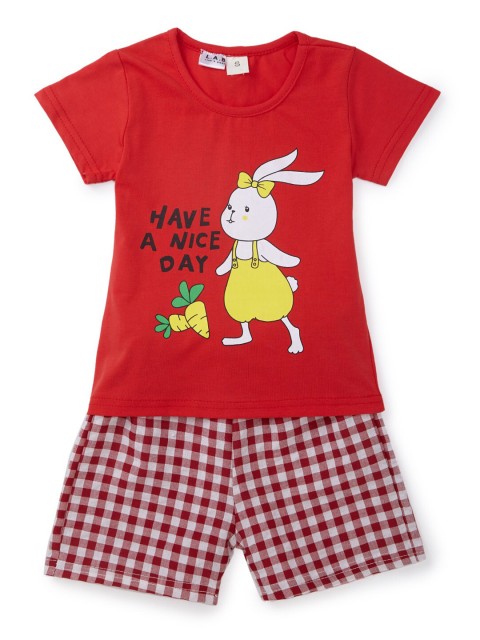 

Like A Boss Girls Red Printed T-shirt with Shorts