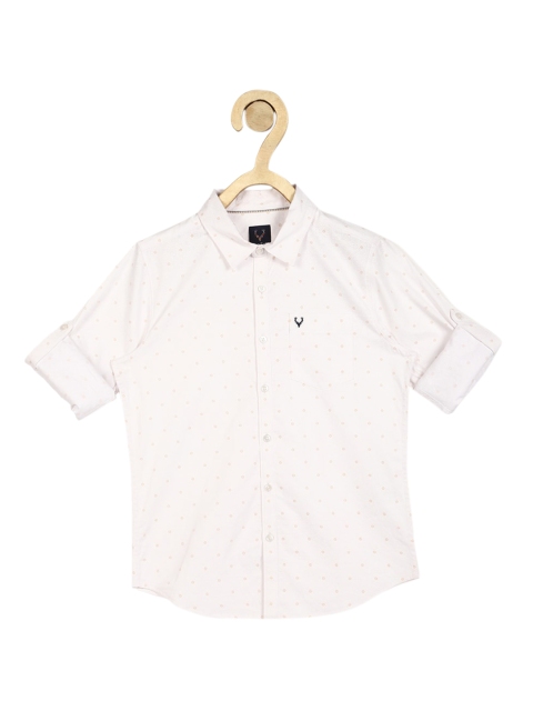 

Allen Solly Junior Boys White & Beige Slim Fit Printed Pure Cotton Casual Shirt