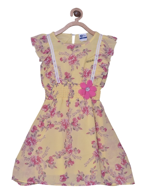 

612 league Yellow Floral Georgette A-Line Dress