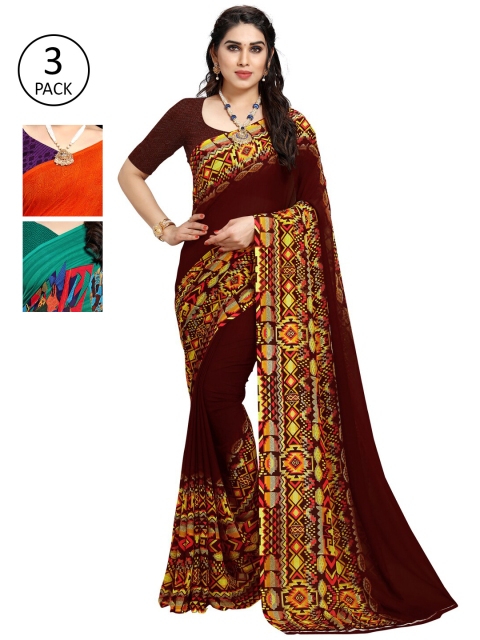 

KALINI Pack of 3 Printed Sarees, Multi