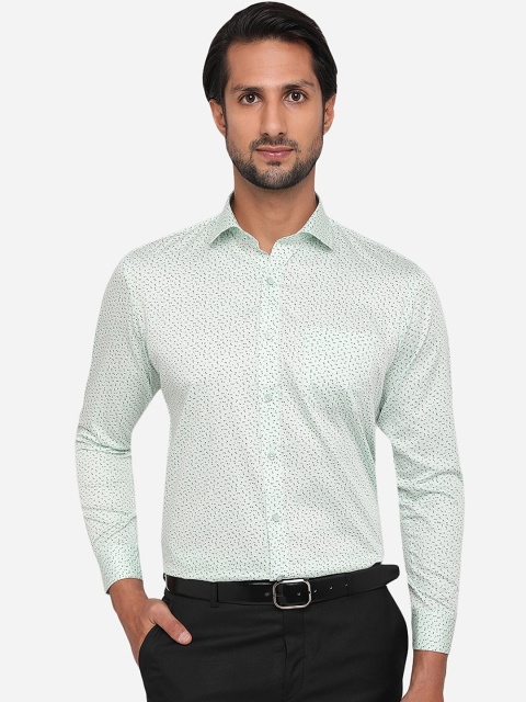 

Greenfibre Men Green Slim Fit Printed Pure Cotton Casual Shirt