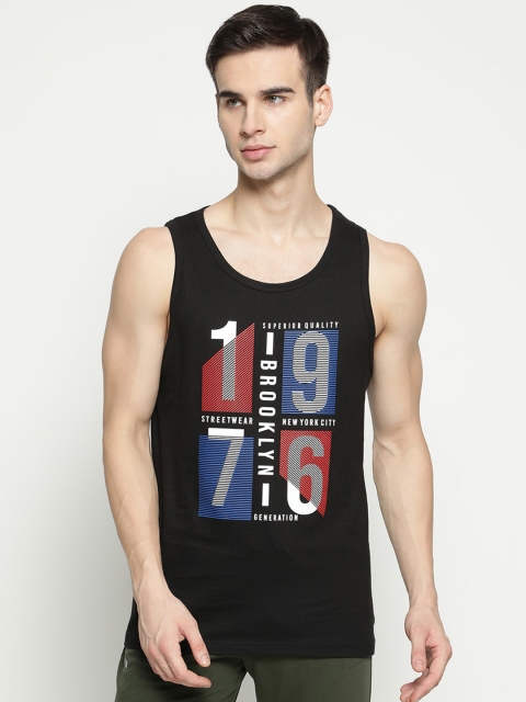 

V2 Value & Variety Men Black Printed Cotton Innerwear Vest