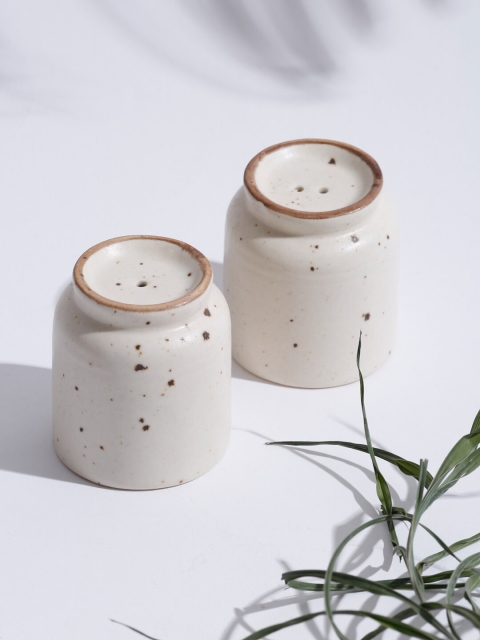 

Fabindia White Set Of 2 Ceramic Kadir Glazed Salt & Pepper Shaker