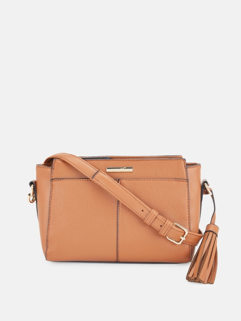 

Forever Glam by Pantaloons Tan Tasselled Structured Sling Bag