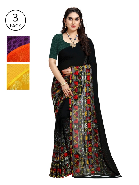 

KALINI Pack Of 3 Multicoloured Printed Sarees, Yellow