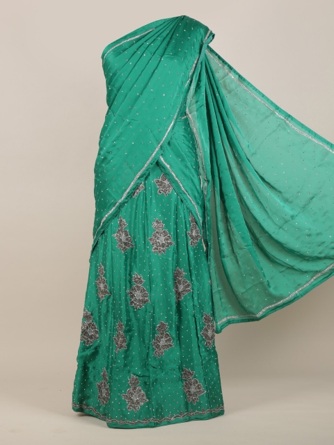 

Pothys Green Embellished Half & Half Saree