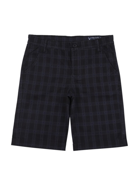 

Allen Solly Junior Boys Black Checked Mid-Rise Regular Shorts