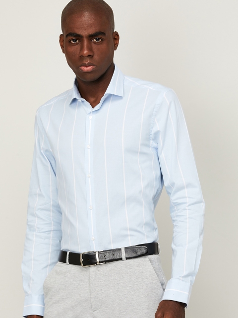 

CODE by Lifestyle Men Blue Cotton Slim Fit Striped Formal Shirt