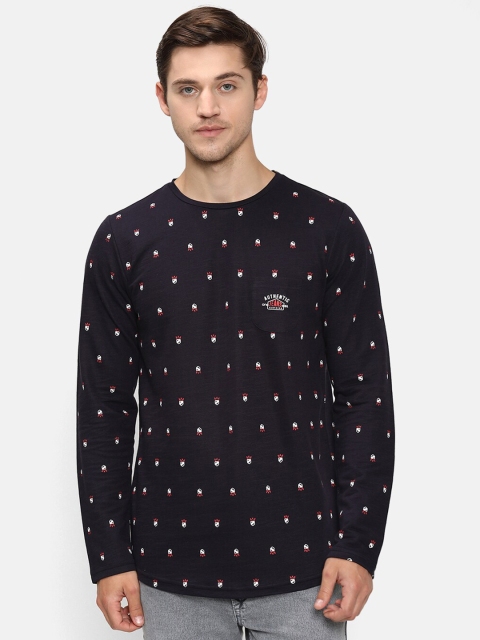 

V2 Value & Variety Men Navy Blue Printed Round Neck Pocket T-shirt