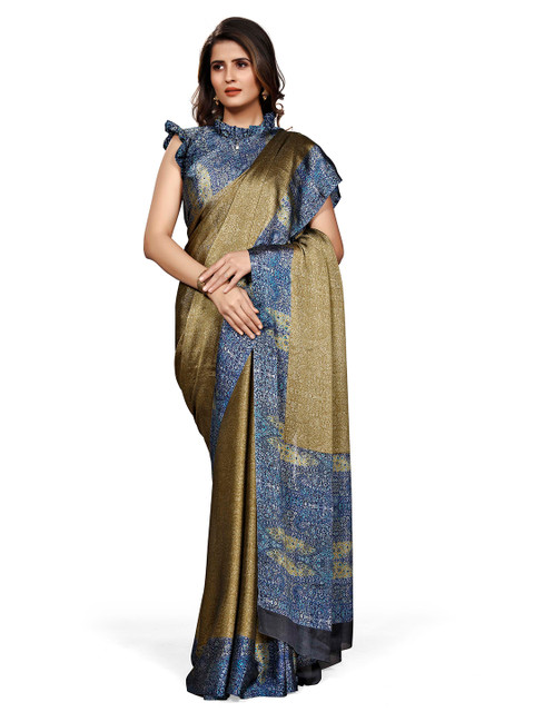 

KALINI Green & Blue Paisley Printed Saree