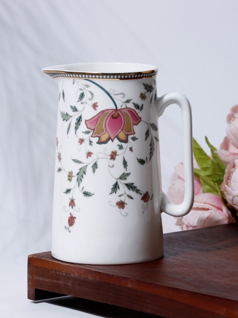 

Fabindia White & Green Printed Bonechina Water Jug
