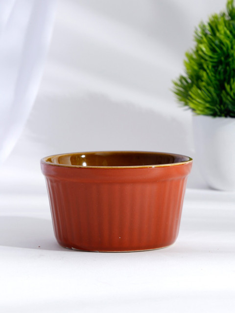 

Fabindia Rust Red Textured Kashika Glazed Ramekin Ceramic Bowl
