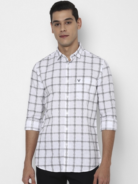 

Allen Solly Men White & Grey Slim Fit Windowpane Checks Pure Cotton Casual Shirt
