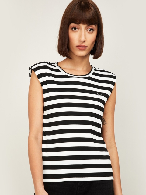 

Bossini Black & White Striped Regular Top
