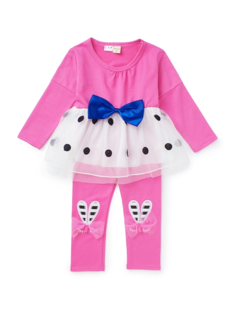 

Like A Boss Girls Pink & White Printed Top with Leggings