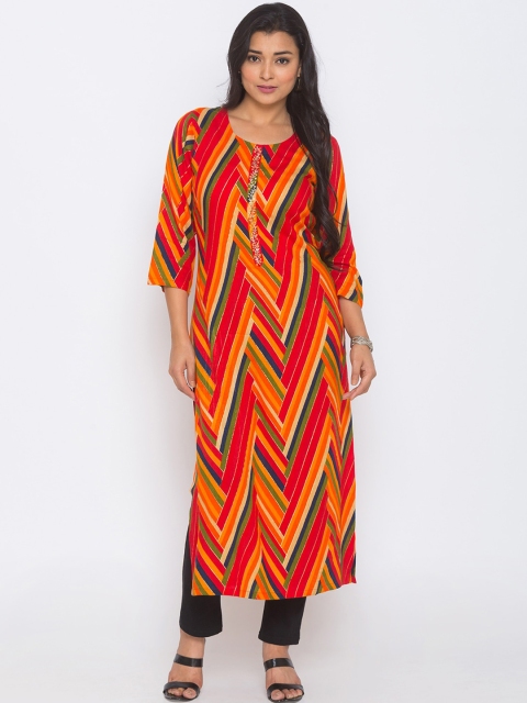 

TANKHI Multicoloured Solid Regular Kurti, Multi