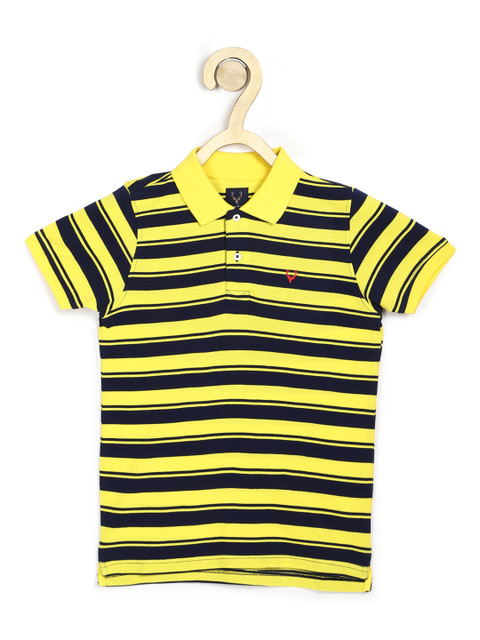 

Allen Solly Junior Boys Yellow Striped Polo Collar T-shirt