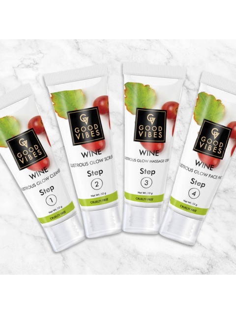 

Good Vibes Unisex Wine Lustrous Glow Facial Kit 40 g, Transparent