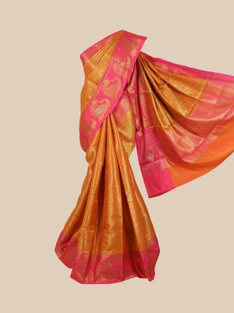 

Pothys Orange & Pink Paisley Zari Art Silk Banarasi Saree