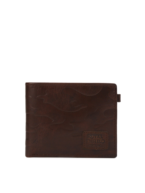 

Royal Enfield Men Brown Textured Leather Two Fold Wallet